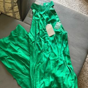 Meshki Claire Satin Drape Back Maxi Dress - Green